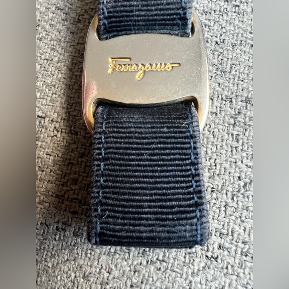Salvatore Ferragamo Vara Bow Fabric Keychain with Silver Detail